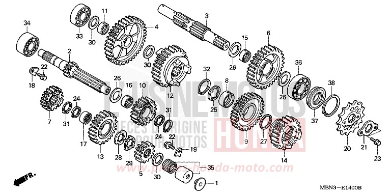 TRANSMISSION for XR650R FIGHTING RED (R134) from 2006