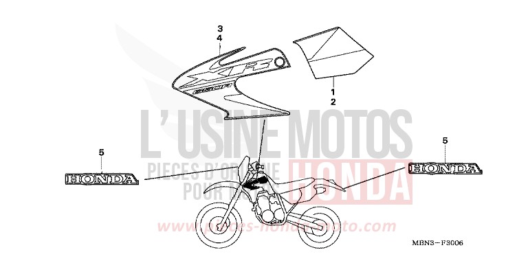 STRIPE (XR650R6) for XR650R FIGHTING RED (R134) from 2006