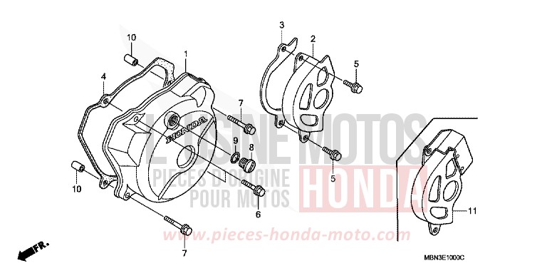 LEFT CRANKCASE COVER for XR650R FIGHTING RED (R134) from 2007