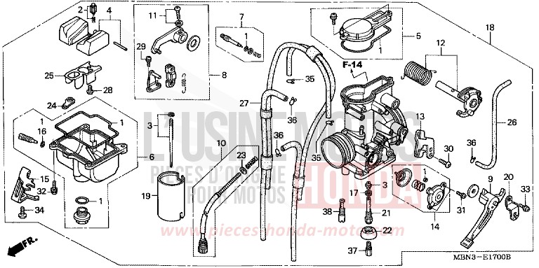 CARBURETOR for XR650R FIGHTING RED (R134) from 2007