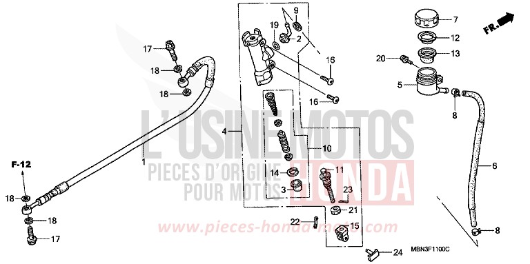 REAR BRAKE MASTER CYLINDER for XR650R FIGHTING RED (R134) from 2007