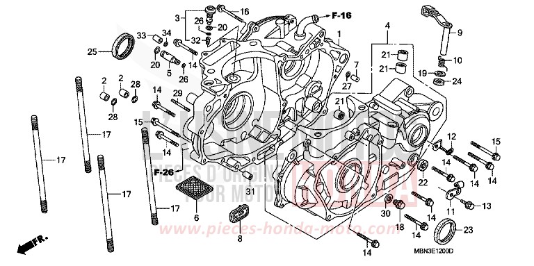 CRANKCASE for XR650R FIGHTING RED (R134) from 2000