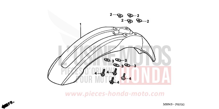 PARAFANGO ANTERIORE per XR650R FIGHTING RED (R134) del 2000