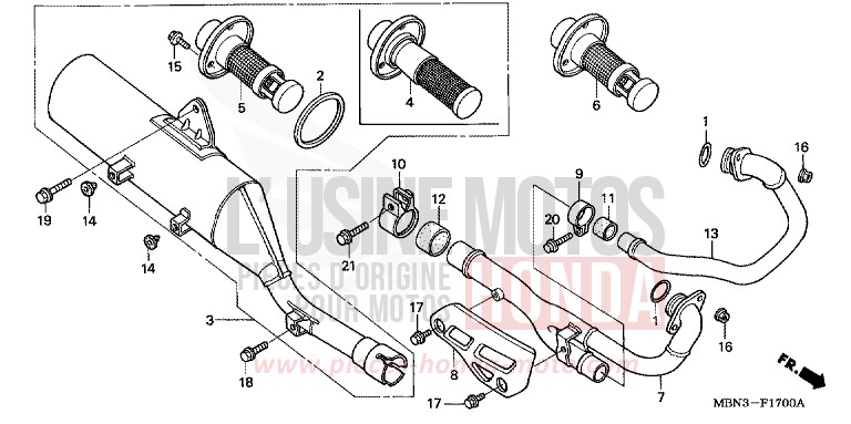 SILENCIEUX D'ECHAPPEMENT for XR650R FIGHTING RED (R134) from 2000