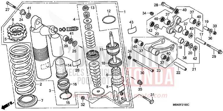 COUSSIN ARRIERE for XR650R FIGHTING RED (R134) from 2000