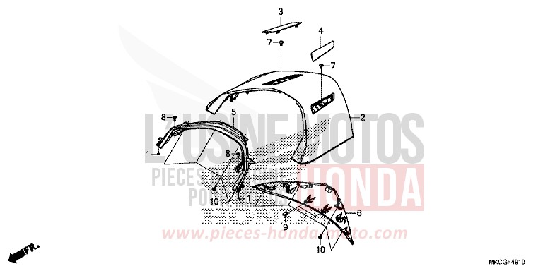 UPPER CENTER REAR COVER for GL1800 MAT BALLISTIC BLACK METALLIC (NHA86K) from 2020