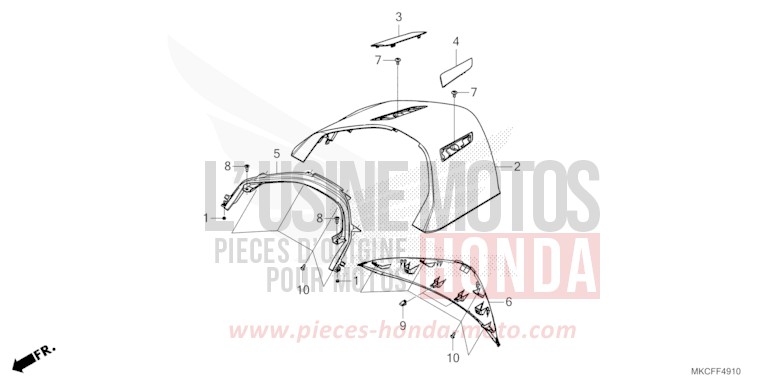 UPPER CENTER REAR COVER for GL1800 MAT JEANS BLUE MATALLIC (PB417) from 2022