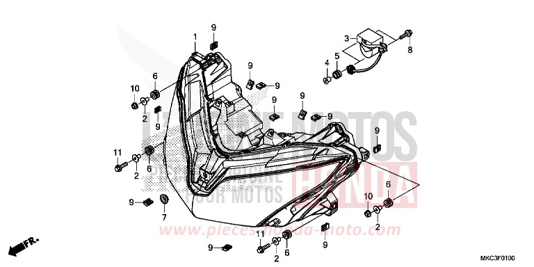HEADLIGHT for GL1800 MAT MAJESTIC SILVER METALLIC (NHB70) from 2018