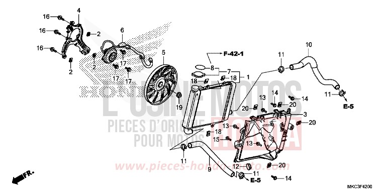 RADIATEUR (D.) for GL1800 CANDY ARDENT RED (R367B) from 2018