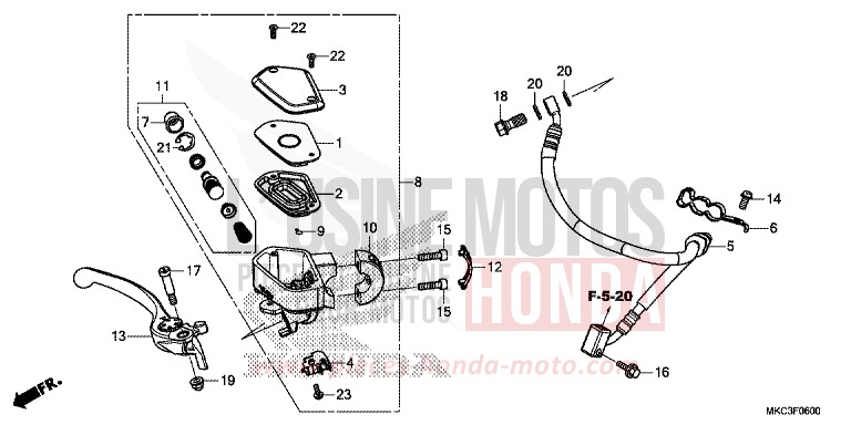 FRONT BRAKE MASTER CYLINDER for GL1800 DARKNESS BLACK METALLIC (NH463) from 2018