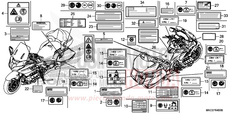 CAUTION LABEL for GL1800 CANDY ARDENT RED (R367B) from 2019