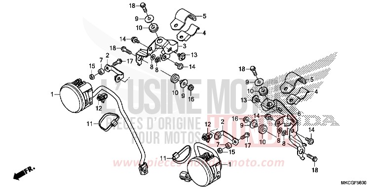 PHARE ANTIBROUILLARD for GL1800 PEARL GLARE WHITE (NHB53E) from 2020