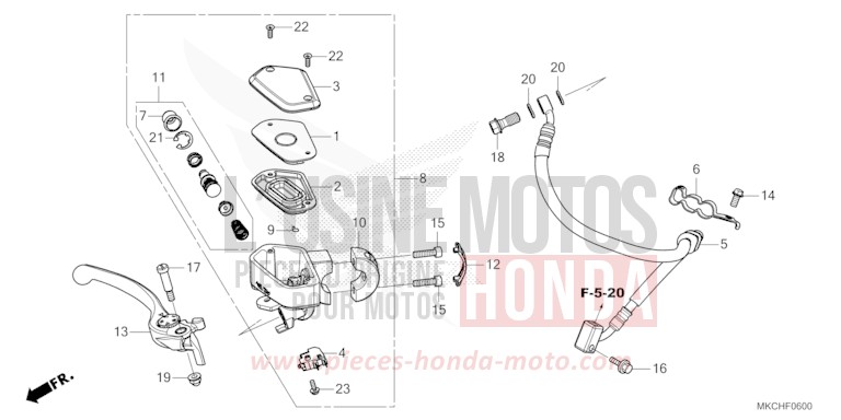 FRONT BRAKE MASTER CYLINDER for GL1800 CANDY ARDENT RED (R367B) from 2021