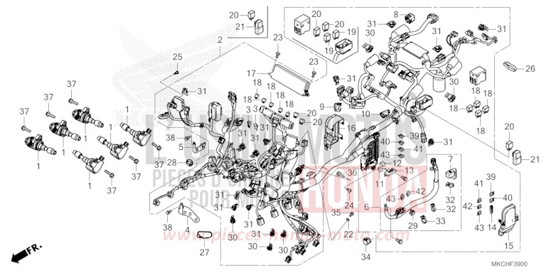 WIRE HARNESS for GL1800 CANDY ARDENT RED (R367B) from 2021
