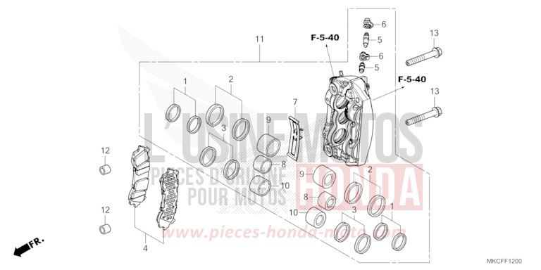 RIGHT FRONT BRAKE CALIPER for GL1800 GUNMETAL BLACK METLLIC (NHC52B) from 2022