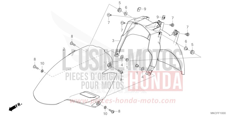 FRONT FENDER for GL1800 GLINT WAVE BLUE METALLIC (B197H) from 2022