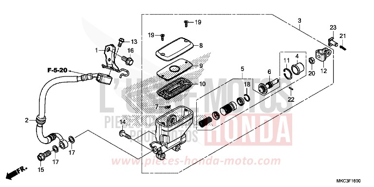 REAR BRAKE MASTER CYLINDER for GL1800 CANDY ARDENT RED (R367) from 2018
