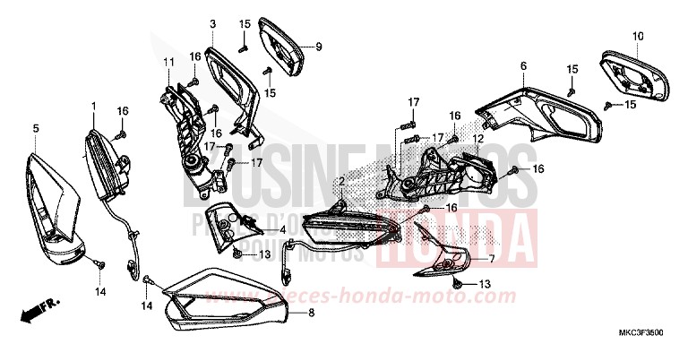 WINKER/MIRROR for GL1800 CANDY ARDENT RED (R367) from 2018