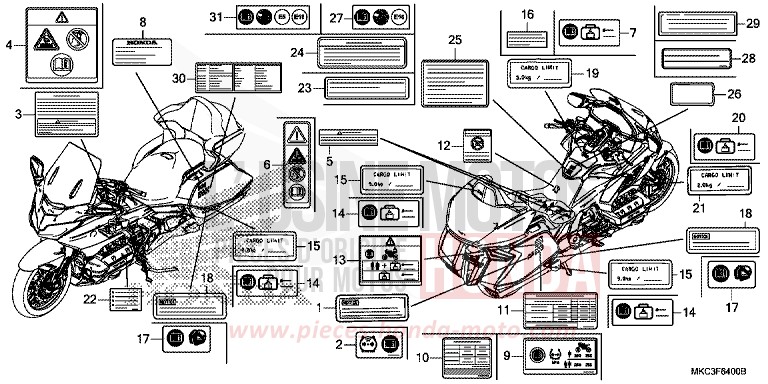 CAUTION LABEL for GL1800 PEARL GLARE WHITE (NHB53) from 2018