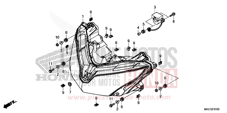 HEADLIGHT for GL1800 CANDY ARDENT RED (R367) from 2020