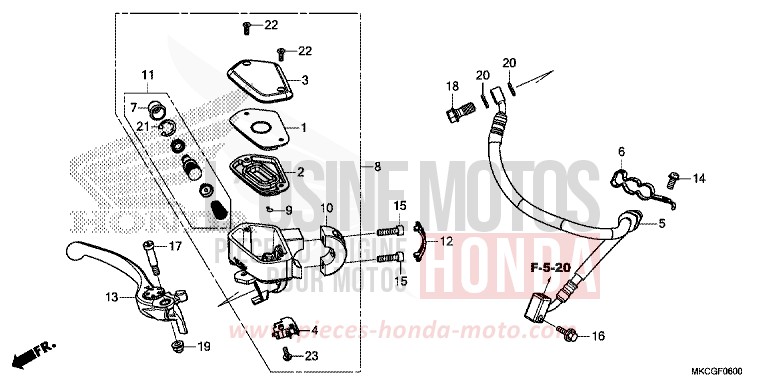 FRONT BRAKE MASTER CYLINDER for GL1800 CANDY ARDENT RED (R367) from 2020