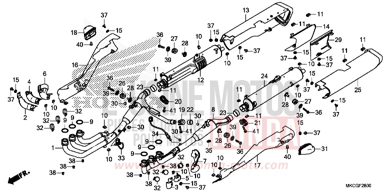 EXHAUST MUFFLER for GL1800 CANDY ARDENT RED (R367) from 2020