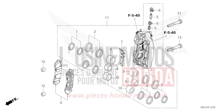 RIGHT FRONT BRAKE CALIPER for GL1800 GUNMETAL BLACK METLLIC (NHC52B) from 2021