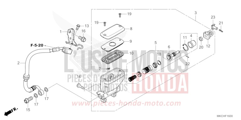 REAR BRAKE MASTER CYLINDER for GL1800 GUNMETAL BLACK METLLIC (NHC52B) from 2021