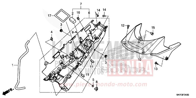 PARAFANGO POSTERIORE per CBR1000SP GRAND PRIX RED (R380) del 2020