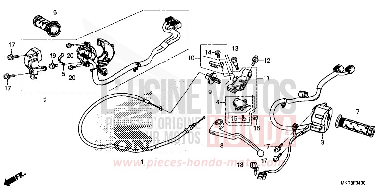 HANDLE LEVER/SWITCH/CABLE for CBR1000SP MAT PEARL MORION BLACK (NHC33) from 2020