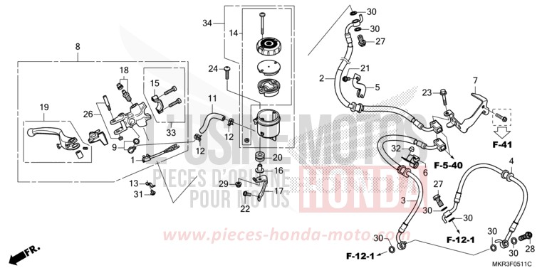 FRONT BRAKE MASTER CYLINDER (CBR1000SP) for CBR1000SP MAT PEARL MORION BLACK (NHC33) from 2020