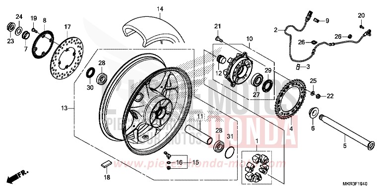 REAR WHEEL for CBR1000SP MAT PEARL MORION BLACK (NHC33) from 2020