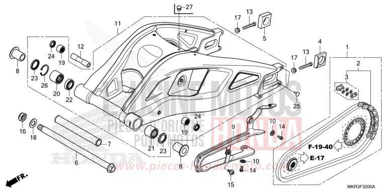SWINGARM for CBR1000SP MAT PEARL MORION BLACK (NHC33) from 2020