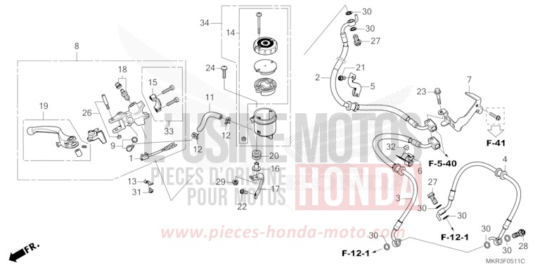 FRONT BRAKE MASTER CYLINDER (CBR1000SP) for CBR1000SP GRAND PRIX RED (R380) from 2022