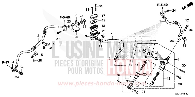 REAR BRAKE MASTER CYLINDER for CBR1000SP GRAND PRIX RED (R380) from 2022