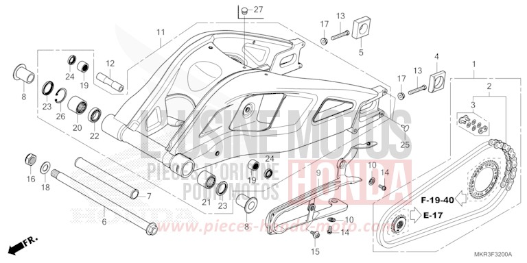 SWINGARM for CBR1000SP PEARL GLARE WHITE (NHB53) from 2022