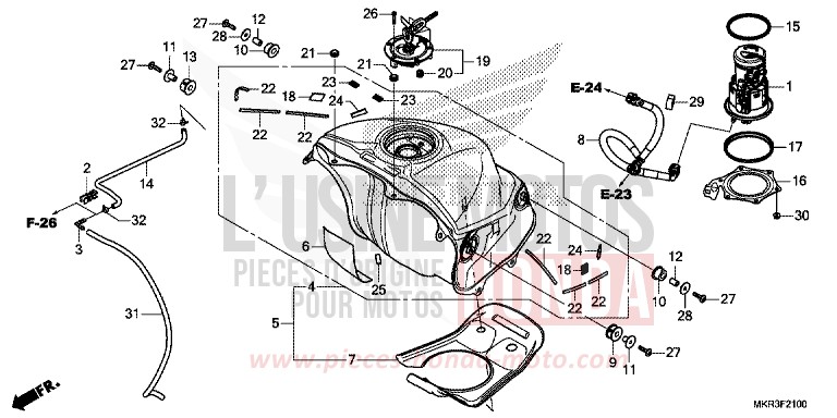 FUEL TANK/FUEL PUMP for CBR1000ST GRAND PRIX RED (R380) from 2020