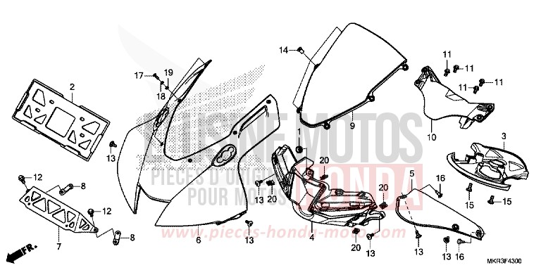 UPPER COWL for CBR1000ST GRAND PRIX RED (R380) from 2020