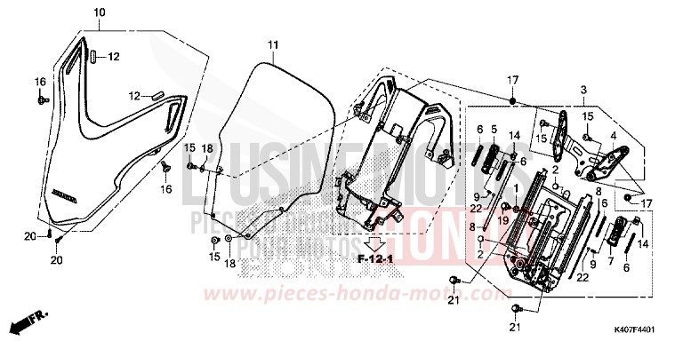 FRONT VISOR/WINDSCREEN (NSS125ADK) for NSS125AD MAT CARNELIAN RED METALLIC (R384) from 2019