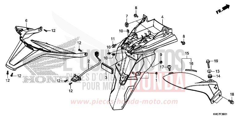 REAR FENDER/LICENSE LIGHT (NSS125ADK) for NSS125AD MAT LUSENT SILVER METALLIC (NHC09) from 2019