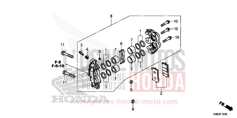 FRONT BRAKE CALIPER for CBF125N NOIR (NH1) from 2018