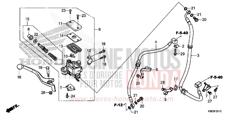 FRONT BRAKE MASTER CYLINDER for CB125R CANDY CHROMOSPHERE RED (R381) from 2018