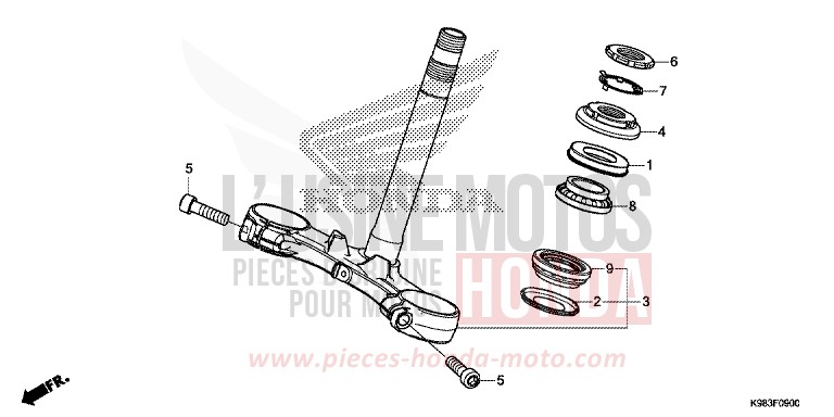 STEERING STEM for CBF125N CANDY CHROMOSPHERE RED (R381) from 2018