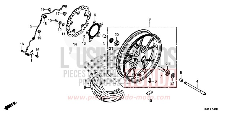 FRONT WHEEL for CB125R CANDY CHROMOSPHERE RED (R381) from 2018