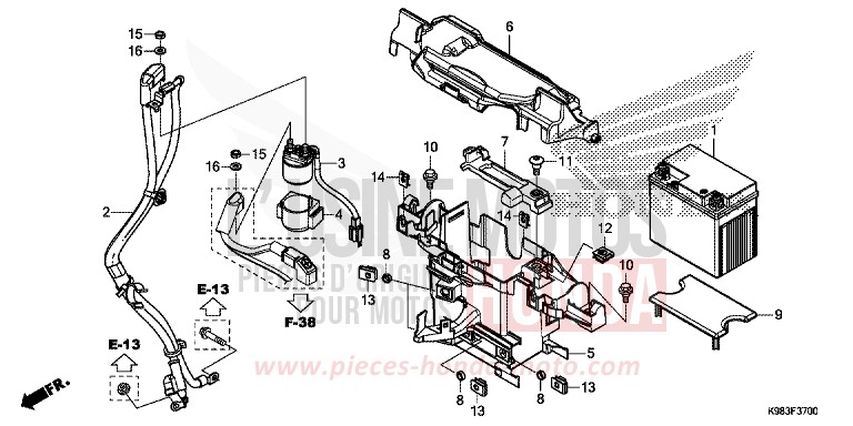 BATTERY for CB125R CANDY CHROMOSPHERE RED (R381) from 2018