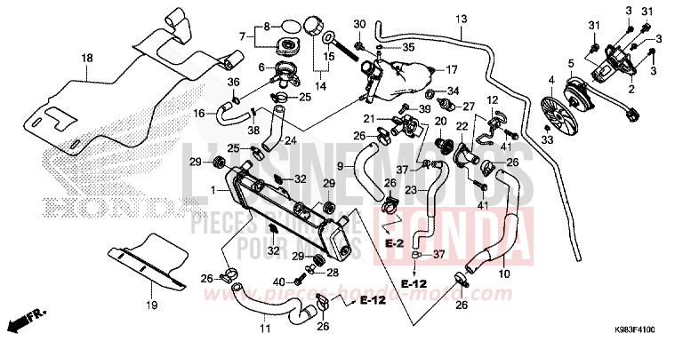 RADIATOR for CB125R CANDY CHROMOSPHERE RED (R381) from 2018