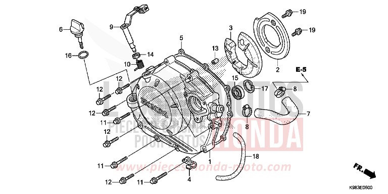 RIGHT CRANKCASE COVER for CB125R MAT AXIS GRAY METALLIC (NH303) from 2018