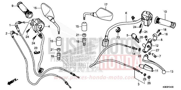 HANDLE LEVER/SWITCH/CABLE/MIRROR for CBF125N MAT AXIS GRAY METALLIC (NH303) from 2018
