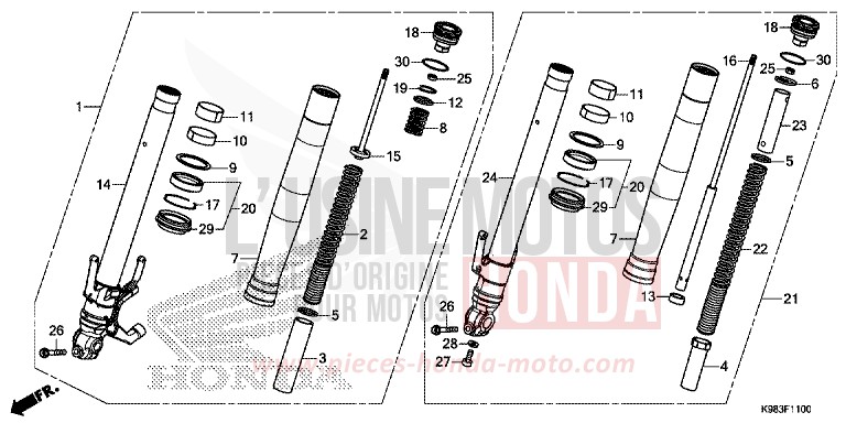 FRONT FORK for CB125R MAT AXIS GRAY METALLIC (NH303) from 2018