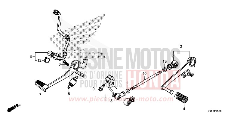 PEDAL for CB125R MAT AXIS GRAY METALLIC (NH303) from 2018